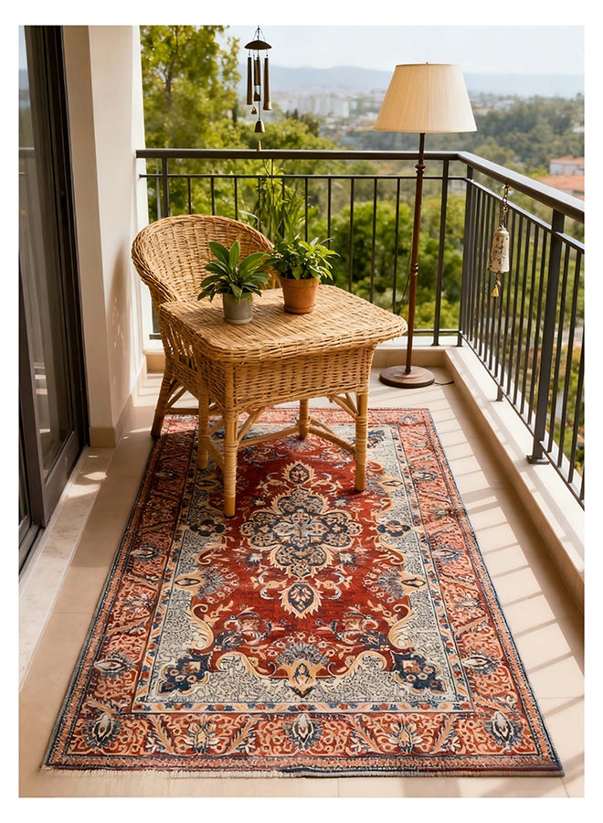 Noon East Carpet Rug Anti-Slip-  Size- 244 x 305 cm - 8x10 ft | Royal Heritage Design | Color- Red & Grey| Ideal as Carpets for Living room, Bedroom & Office - Image 4